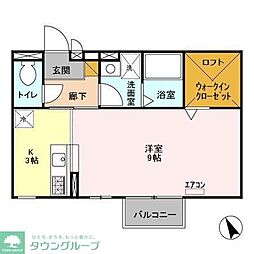 ルミエール 2階1Kの間取り