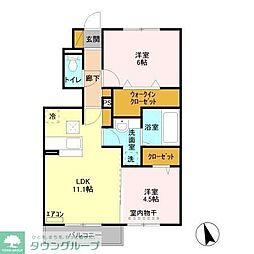 グランボヌール　V 1階2LDKの間取り