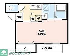 CRASTINE五香西(ゴコウニシ) 3階1Kの間取り
