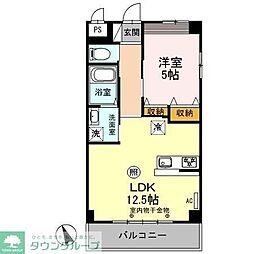 第一フラワーマンション弐番館 2階1LDKの間取り