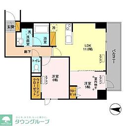 フェリス　コート 6階2LDKの間取り