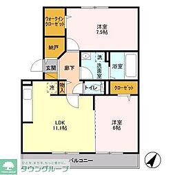 メゾン ブロンシュ 2階2LDKの間取り