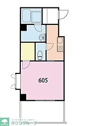 サポーレ松戸 5階1Kの間取り