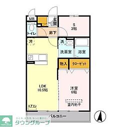 Symphony　Ｂ 2階1SLDKの間取り