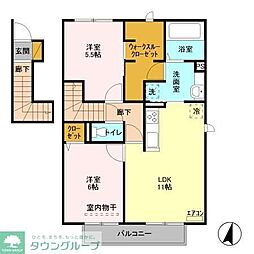 サントビーレジデンス　III 2階2LDKの間取り