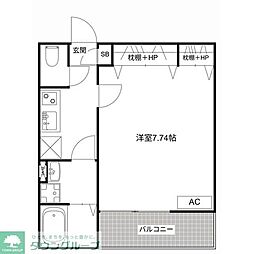 MQuarto柏III 2階1Kの間取り
