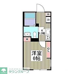 ER松戸 1階1Kの間取り