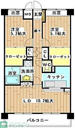 フレールIII 4階2LDKの間取り