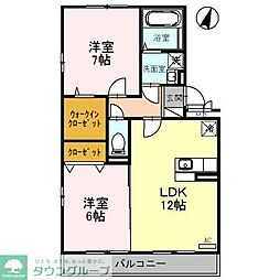 アンクレージュ　Ａ/Ｂ 3階2LDKの間取り