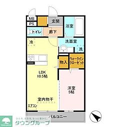 イルソーレ吉川美南　ジャッロ 2階1LDKの間取り