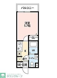 オーパス三郷中央 2階1Kの間取り
