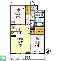 ルピナスVII 1階2LDKの間取り