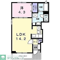 エバートン 1LDKの間取図画像