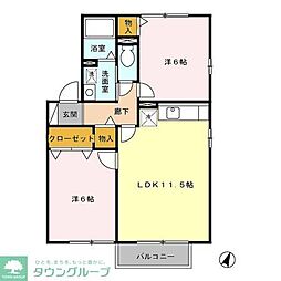 カームヒルズA 2LDKの間取図画像