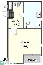 ボヌール 1Kの間取図画像