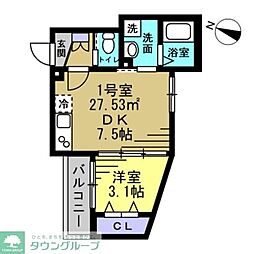 ラ・ルポI 1DKの間取図画像