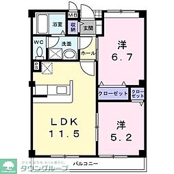 サン・モール2 2LDKの間取図画像
