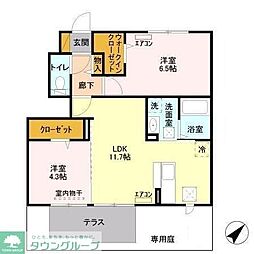 アシェルパーク2 2LDKの間取図画像