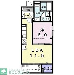 オリエンス 1LDKの間取図画像