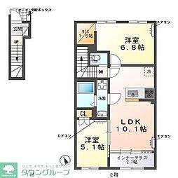 ZEUS野田I 2LDKの間取図画像