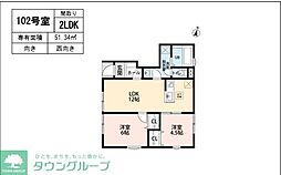 リーブルファイン吉川美南II 2LDKの間取図画像