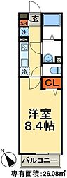 リブリ・胡録台 1Kの間取図画像