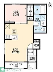 リーブルファイン松戸中和倉 1LDKの間取図画像