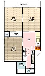 フォーシーズン新松戸 2DKの間取図画像