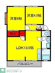 ジュネスコーポB 2LDKの間取図画像