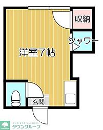 岡田ビル 3階ワンルームの間取り