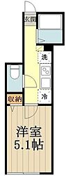 JR中央線 武蔵小金井駅 徒歩9分の賃貸アパート 1階1Kの間取り