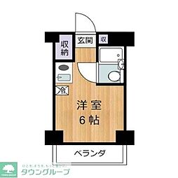 東村山ペガサスビルC館 2階ワンルームの間取り