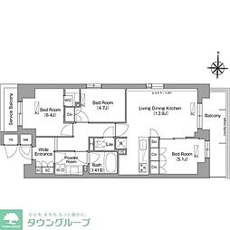 コンフォリア・リヴ八坂富士見 4階3LDKの間取り