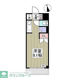 アーバンハイム小平 1階ワンルームの間取り