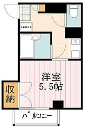 JR中央線 武蔵境駅 徒歩3分の賃貸マンション 5階1Kの間取り