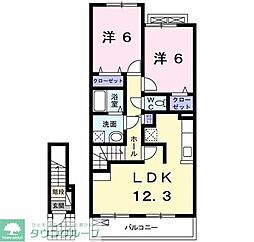 ラフレシールII 2階2LDKの間取り