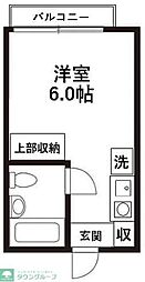 フジハイム 1階ワンルームの間取り