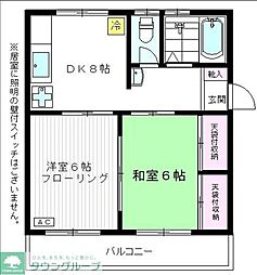 ラビアン花小金井 3階2DKの間取り