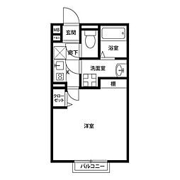 アムールＫｏｊｉｍａ 1階1Kの間取り