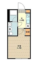 La Luce東大和 2階1Kの間取り