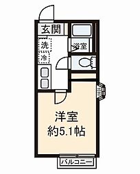 シティハイム　キルシュ 2階1Kの間取り