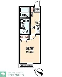 シティハイム井草庵 2階1Kの間取り