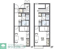 レオパレスＣｏｓｍｏ 2階1Kの間取り