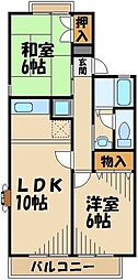 セジュール・モローＢ 1階2LDKの間取り