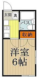 サンライズ 2階1Kの間取り