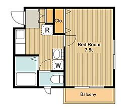 クレセール 1階1Kの間取り