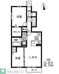 (仮称)西東京市中町新築 1階2LDKの間取り