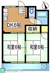 サンハイツ 2階2DKの間取り