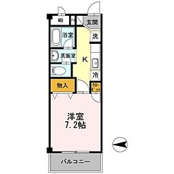 サマービレッジ 3階1Kの間取り