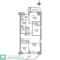 コンフォリア・リヴ八坂富士見 2階3LDKの間取り